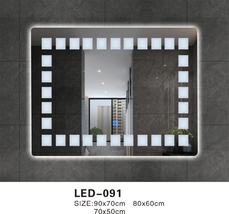 Popular Rectangle Bathroom LED Mirror with Two Sides Lights