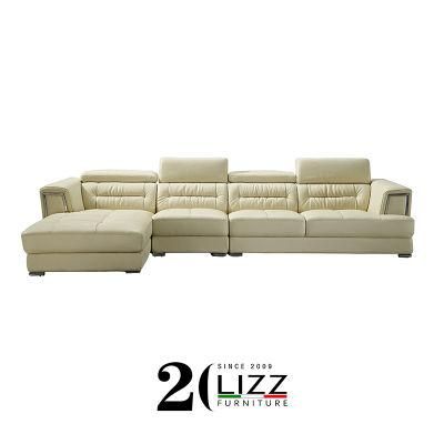 Modern Leisure Living Room Furniture L Shape Modular Genuine Leather Sofa