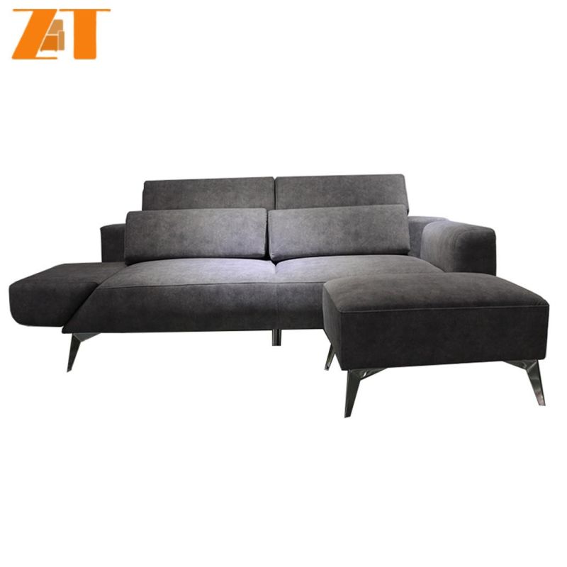 European Style 3 Seater Modern Grey Fabric Sectional Couch Living Room Sofas Set