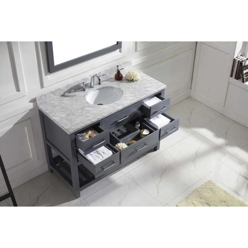 Classic Grey American Oak Wood Modern Single Sink Bathroom Cabinet