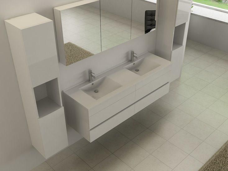 Melamine Modern Style Bathroom Vanity with Side Cabinet