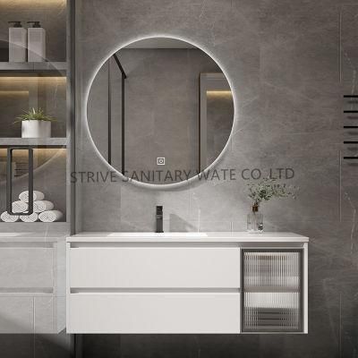 Modern White Wall Cabinet Ceramic Top Sink Bathroom Vanity