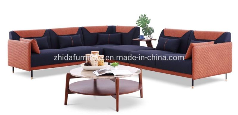 Modern Design L Shape Metal Legs Fabric Living Room Sofa