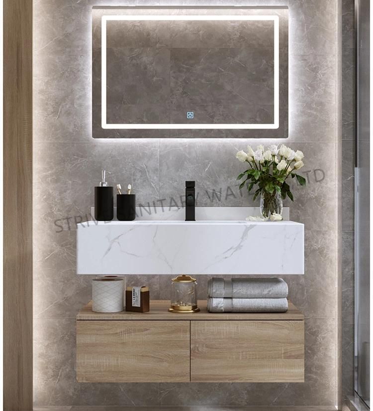 Low Price Real Good Price Simple Modern Melamine Board Bathroom Cabinet with LED Mirror