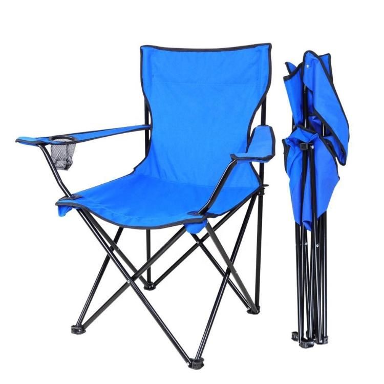 Outdoor Camping Chair Padded Quad Rod Chair Collapsible Steel Frame Portable