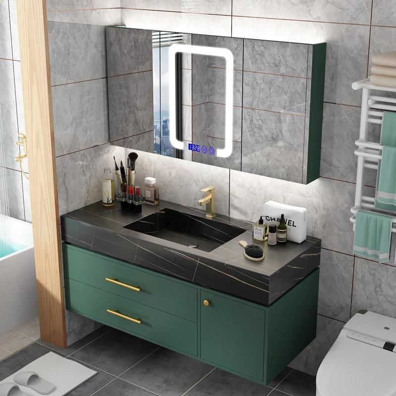 Design Modern Style Bathroom Cabinet Bathroom Furniture Cabinet Vanity with Rock Plate Sink