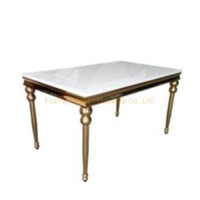 Antique Ball Leg Wedding Chair Table Special Gold Stainless Steel Marble Top Dining Room Table