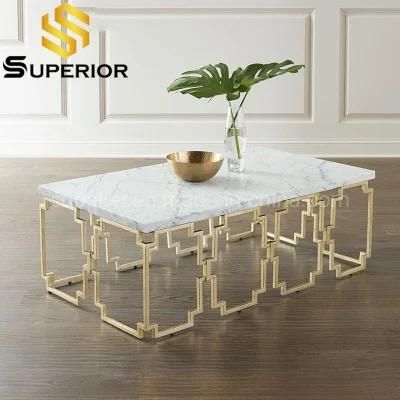 High Quality Modern Faux Marble Coffee Table Gold