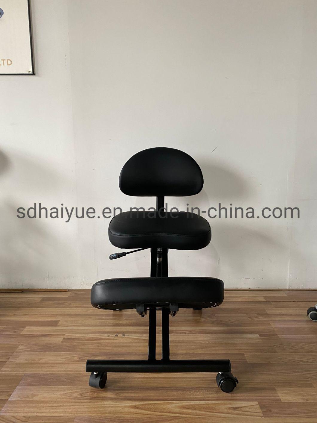 Adjustable New White PU Leather Saddle Seat Kneeling Chair