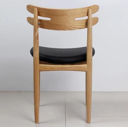 Indoor Solid Modern Wood Design with Leather Back Restaurant Chair