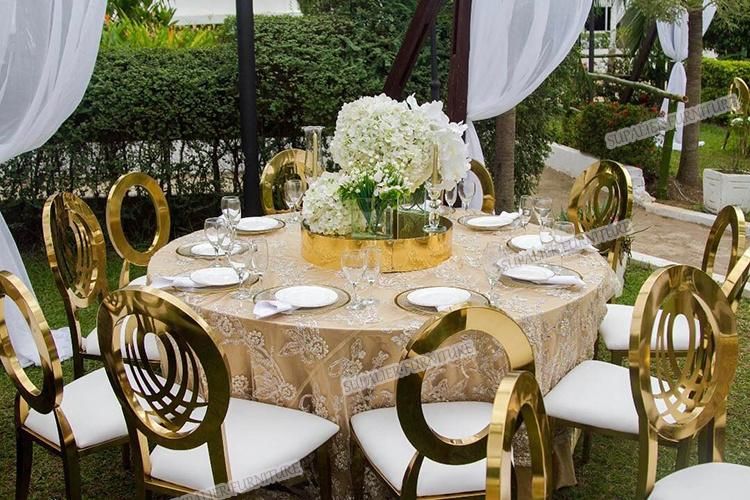 Dubai Luxury Golden Metal Frame Leather Wedding Dining Chair