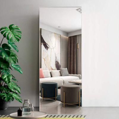 Home Decoration Rectangle Framed Mirror Full Length Dressing Mirror Standing Floor Mirror Full Body with Standing Holder