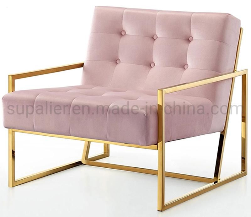 New Products Modern Furniture Pink Velvet Single Sofa Chair