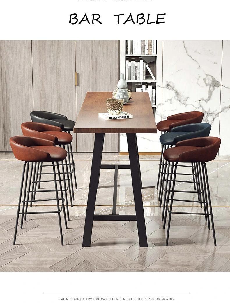 Modern Bar Furniture Sets Soild Wood Stainless Steel Dining Table