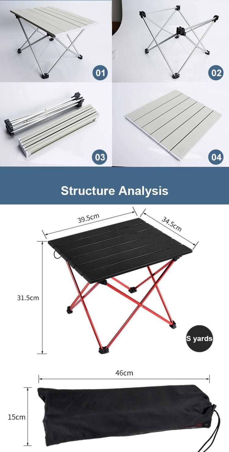 Modern Design Square Portable Adjustable Outdoor Aluminum Alloy Folding Table with Storage Bag