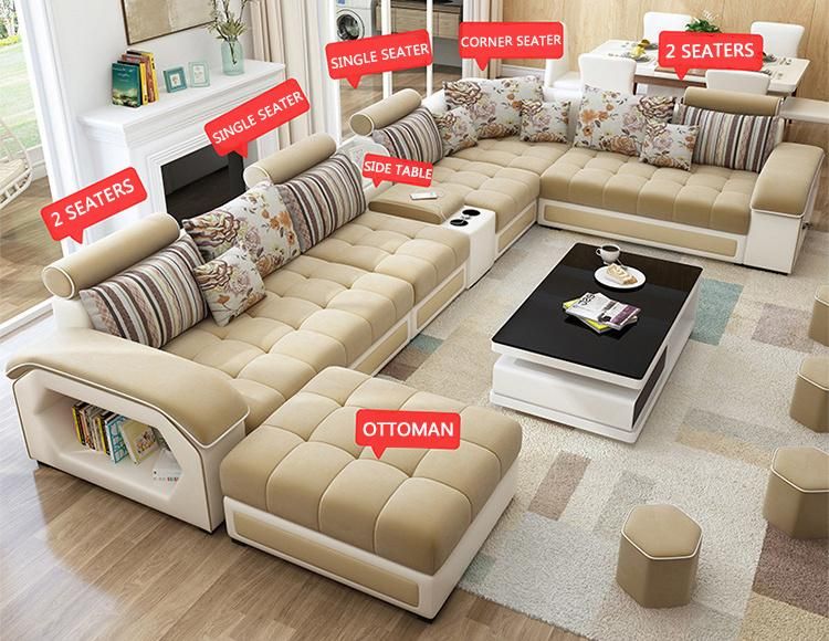 Contemporary Leather Sofa Set L Shaped Sectional Sofa