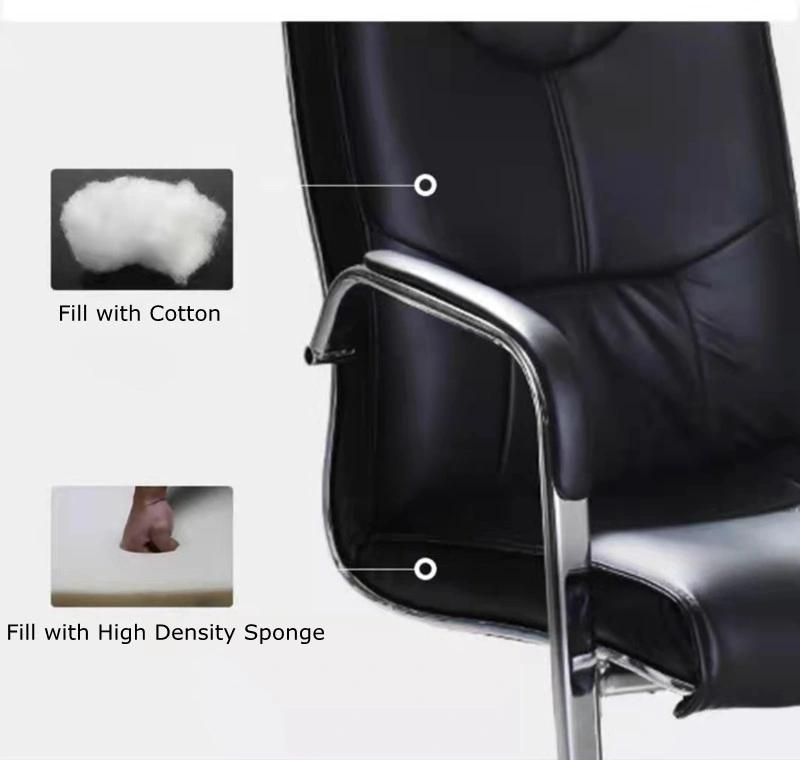 Modern Home Office Furniture Training Chairs Middle Back Brown Color PU Leather Chair