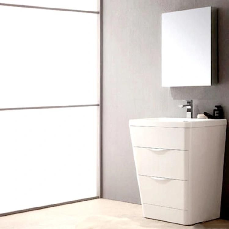 Modern Floor Mounted Chestnut Vanity Bathroom Vanity and Acrylic Top with Medicine Cabinet