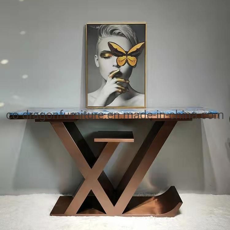 Modern LV Console Table with Marble Top for Home Furniture