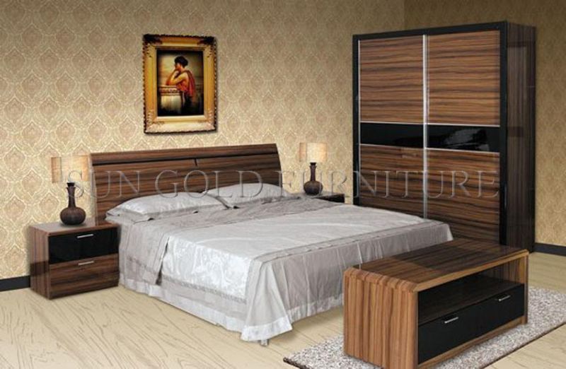 Modern Double Wooden Platform Bed (SZ-BF201)