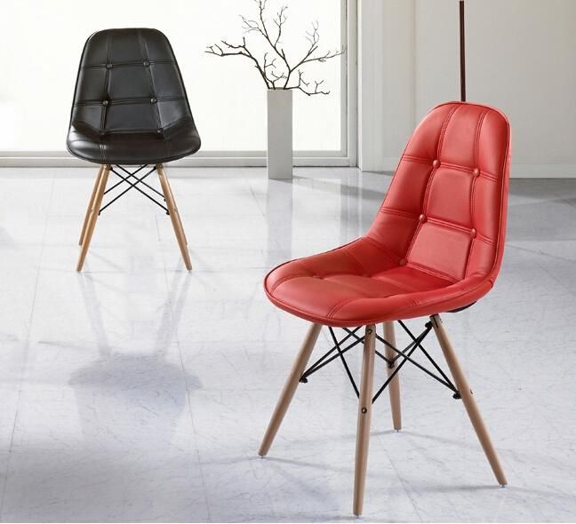 Wooden Leg PU Leather Cover Plastic Dining Chair