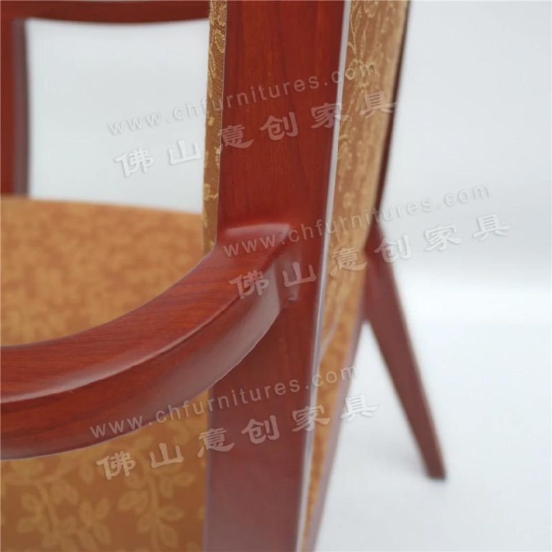 Modern Red Wood Grain Frame Pattern Backrest Home Outdoor Hotel Armrest Dining Chair