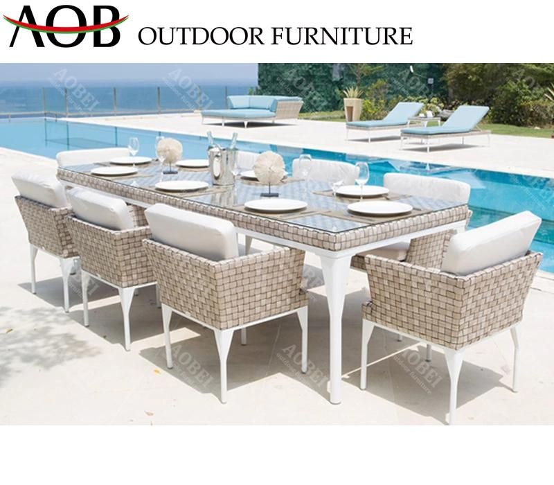 Modern Outdoor Garden Patio Hotel Restaurant Home Rattan Wicker Dining Table Chair Furniture