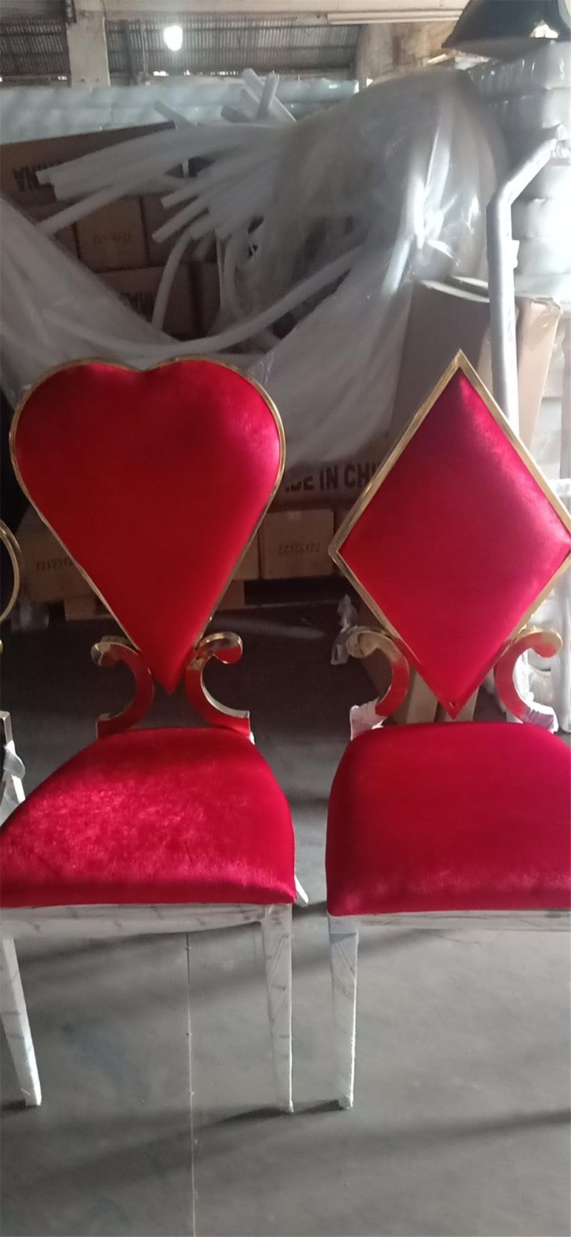 Modern Picture Back Comfortable Fabric Heart Shaped Stainless Steel Chair for Dining Room