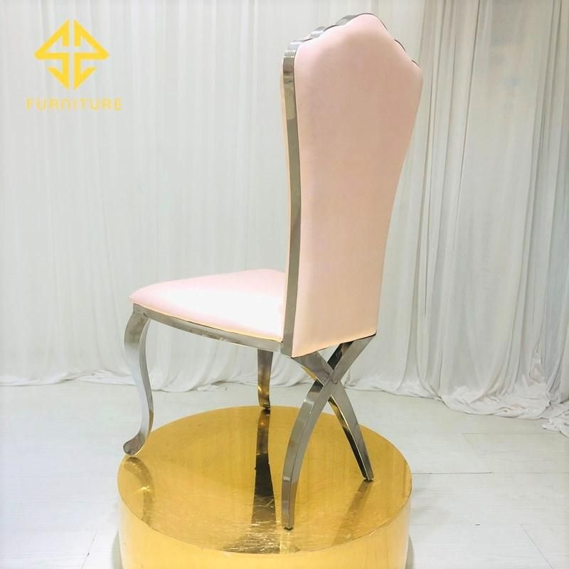 Factory Luxury X Leg Stainless Steel Dining Chair Hotel Furniture Wedding Events Chair