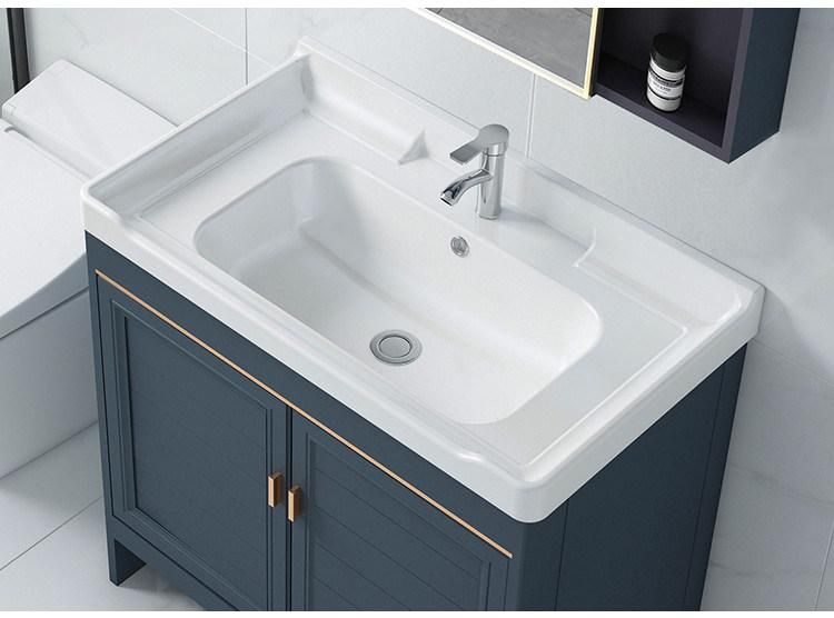 Modern Light Blue Bathroom Vanity with Vanity Top & Under Mount Sink Floor Mounted