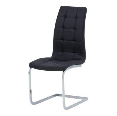 Nordic Home Office Restaurant Furniture PU Leather Dining Chair with Chromed Leg