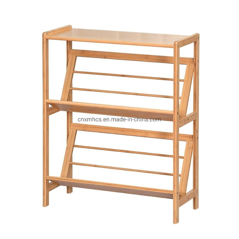 Bamboo Floor Standing Book Shelf Bookcase Display Book Rack 3 Tier Bookcase Organizer Storage for Home Office, Living Room