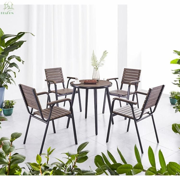 Modern Outdoor Aluminium Restaurant Dining Table Set and Chairs Aluminum Rope Patio Garden Furniture for Hote