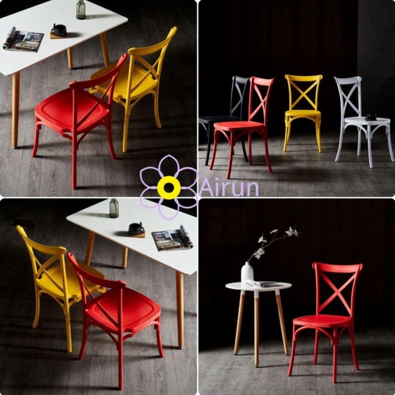 Fashion White Color Plastic Resin X Cross Back Chair