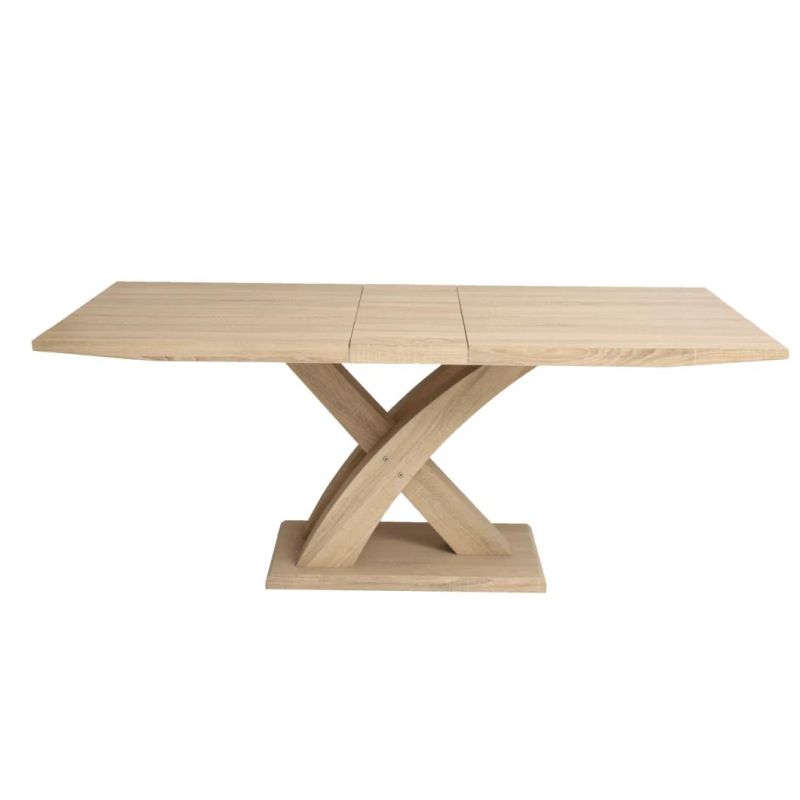 Modern Indoor Dining Room Furniture Smart Retractable Solid Wood Wooden Cross Leg Outdoor Dining Table