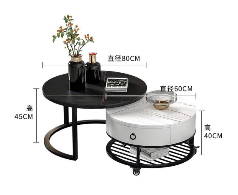 Modern Living Room Furniture Storage Tea Table Gold Stainless Steel Center Sofa Round Marble Coffee Table