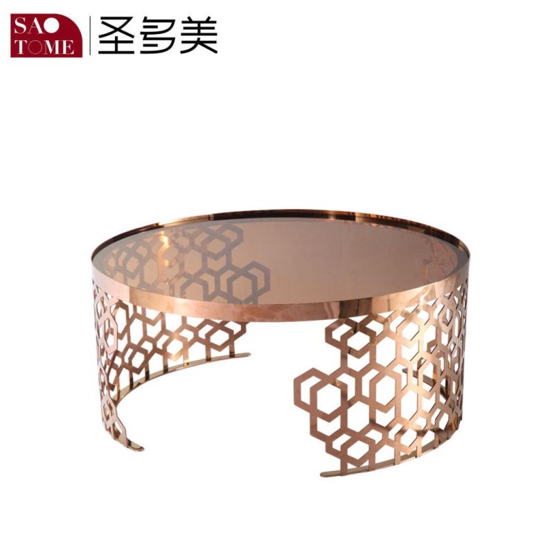 Modern Light Luxury Simple Hotel Living Room Furniture Round Coffee Table