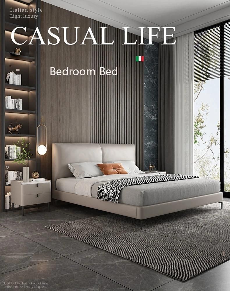 Custom Luxury Italian Furniture Bedroom Storage Bed with Gas Lift