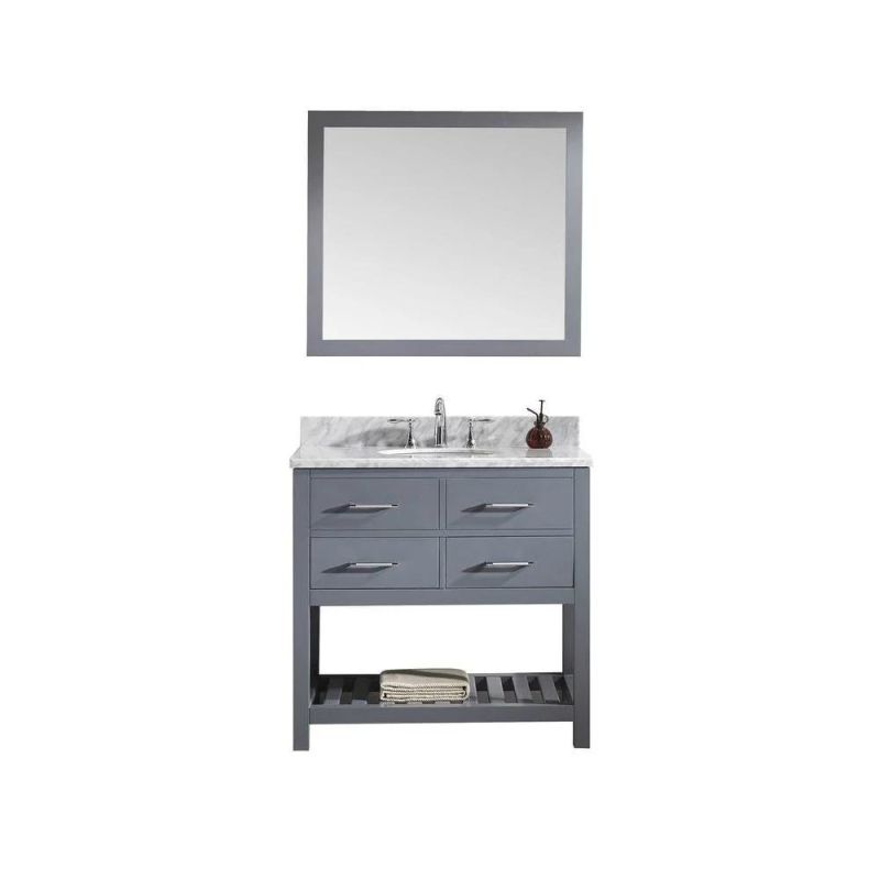 Classic 60 Inch Gray Single Solid Wood Bathroom Sink and Cabinet Combo