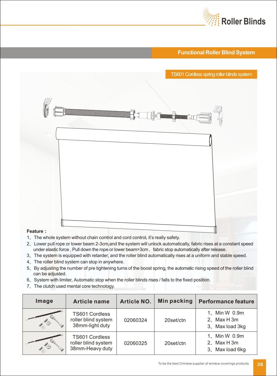 K55 38mm Ts601 Cordless Roller Binds Components for Window Blinds (Heavy-Duty)