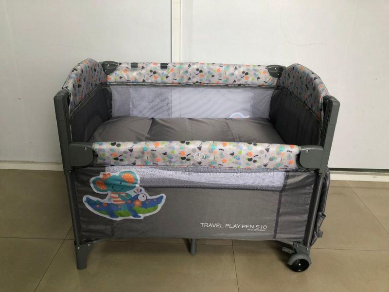 Modern Bedside Foldable Latest Fence Music Mosquito Travel Playpen Game Cot Crib Yard Wheels Baby Play Mat Bed