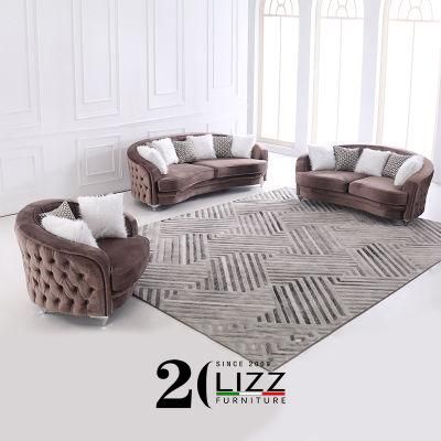 Good Quality European Style Modern Home High-End Furniture Set Leisure Velvet Couch Fabric Sofa Set