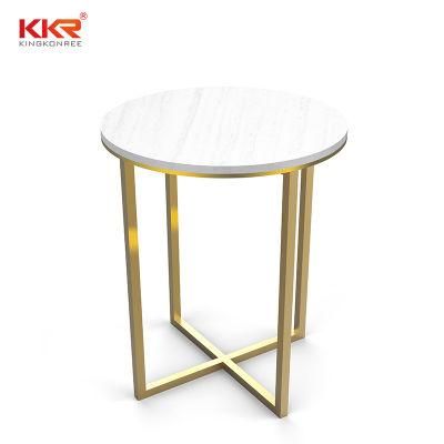 Round Marble Pedestal Stainless Steel Metal Bedroom Furniture Bed Side Table