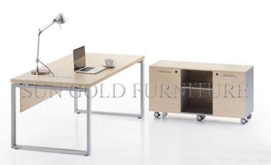 Modern Wooden Steel Leg Office Table with Side Table (SZ-OD077)