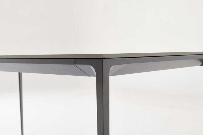 Modern Luxury Alunimium Alloy Dining Table with Rock Plate Top