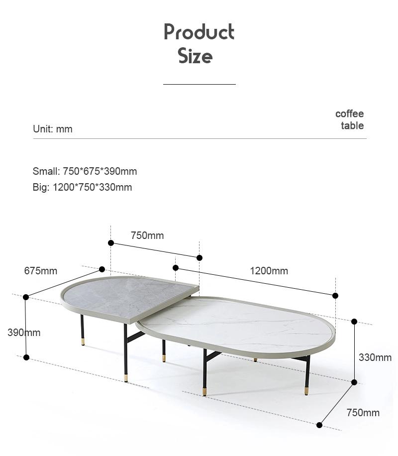 Nordic Luxury Set Modern Living Room Furniture Oval Steel Coffee Table