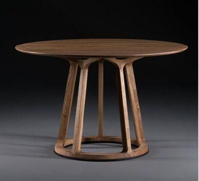 Tenon Structure Solid Wood Round Shape Dining Table 1.2m/1.3m Diameter