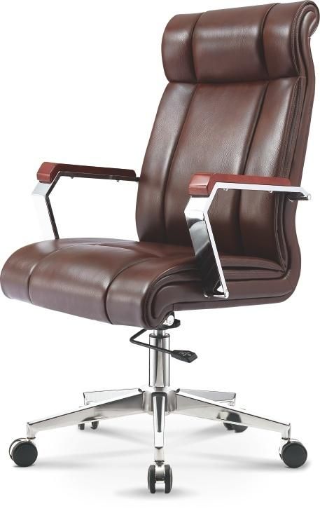 Good Quality Modern Revolving Executive Upholstery Metal Armrest Office Leather Chair