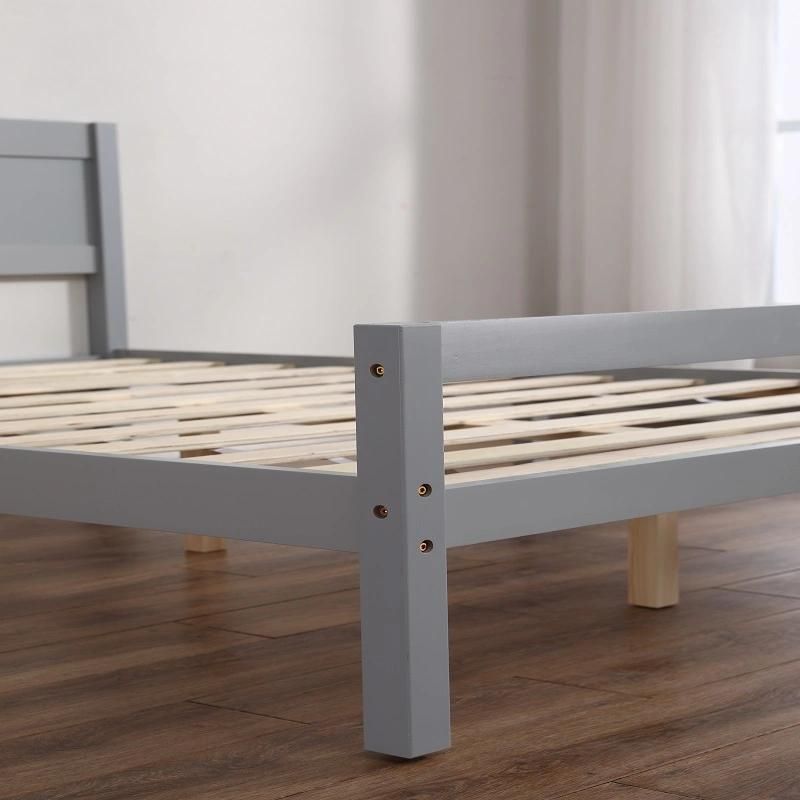 Household Contracted Factory Wholesale Solid Wood Pine Single Student Bed Furniture