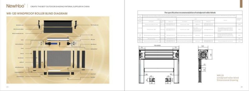 Exterior Decorative Motorized Windproof Roller Blinds Safety Design High Quality